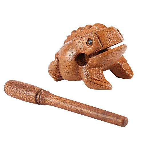 Zyyini Wooden Frog, Thailand Traditional Craft Wooden Lucky Frog Croaking Musical Instrument for Home Office Decor(10.6CM)