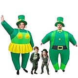 DeHasion 2 Packs Funny Saint Paddy Inflatable Leprechaun Costume St Patrick Blow-up Costume with Hat for Adult/St Patricks Day/Parade