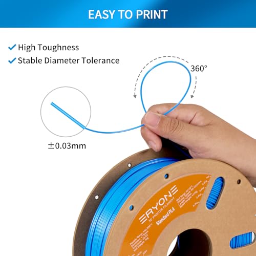 Image of ERYONE PLA Filament 3D Printer PLA Filament 1.75mm + /- 0.03mm, PLA Filament 1KG Cardboard Spool(2.2LBS), Blue