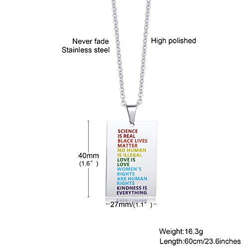 Vnox Rainbow Science Is Real Black Lives Matter Pendant Necklace Rainbow Lgbt Pride Feminism Necklace Power Gift For Men Women,2 Pcs #TOP1