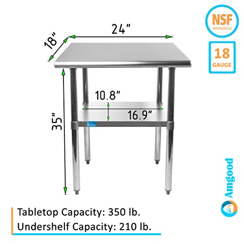 18" X 24" Amgood Stainless Steel Work Table | Nsf Metal Prep Table | Commercial & Residential Kitchen Laundry Garage Utility Bench #TOP2