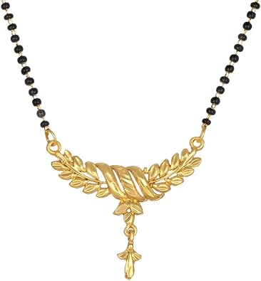 Aheli Classy Pendant Indian Mangalsutra with Long Black Beaded Chain Ethnic Traditional Fashion Jewelry Gift for Women
