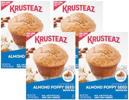 Krusteaz Almond Poppy Seed Muffin Mix, 17 OZ (Pack of 4)