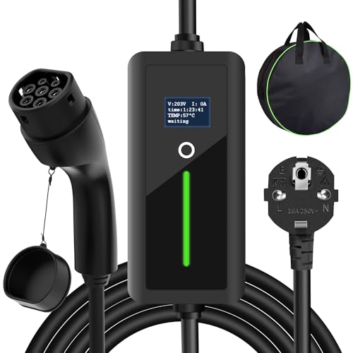Aiskooc Cargador Coche Electrico Tipo 2, 3.5KW, Cable 16A, 5m