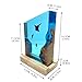 A grand resin night light with simulated ocean landscapes, bat fish, and divers. Artistic home decoration, resin lamp, holiday gift, birthday gift handmade from resin and solid wood.