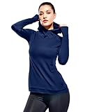 Zengjo Hooded Long Sleeve Shirt Women Thermal(Blue,S)