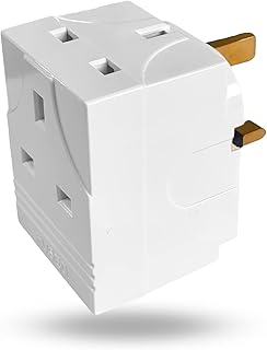3-Way Plug Adaptor -13A Multi Plug Adaptor Extensions-Double Adapter Plug UK - Wall Plug Extension Double Socket 3 Way UK 3 Pin Plug Adaptor Extender Block Splitter -3 Plug Power Extender.
