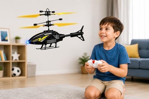 Image of Remote Control Gravity Sensor Helicopter Toy, with Shock Detection Auto Power Off, USB Charging, for Kids (Black