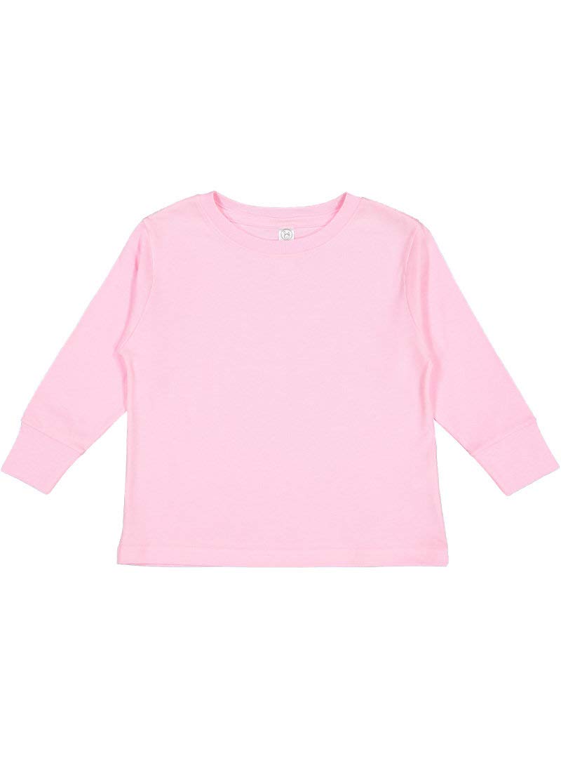 RABBIT SKINS Toddler 100% Cotton Fine Jersey Long Sleeve Tee, Pink, 2T