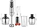 Immersion Blender, 600W 2-Speed Hand Blender, Hand Blender Set, Includes Stainless Steel Stick Blender, Chopper, Beaker, Whisk