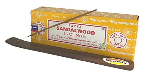 Govinda - Bangalore (Bng) Sandalwood Argarbatti 250 Grams With Incense Holder #TOP2