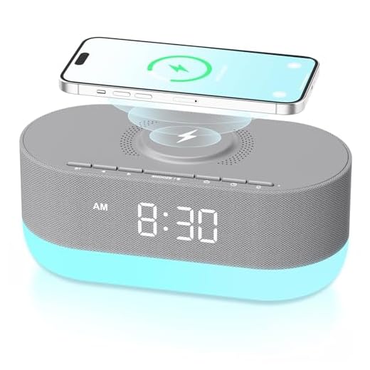 HOUSBAY Wireless Charging Alarm Clock Radio - Fast Charging Station for iPhone Samsung, Bluetooth Speaker, Upgrade Morning Routine, Dimmable Clock with FM Radio for Bedroom