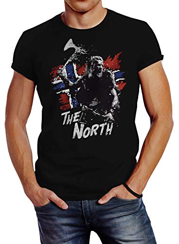 Neverless® Herren T-Shirt The North Wikinger Berserker Norwegen Valhalla Odin Ragnar Fashion Streetstyle schwarz 3XL