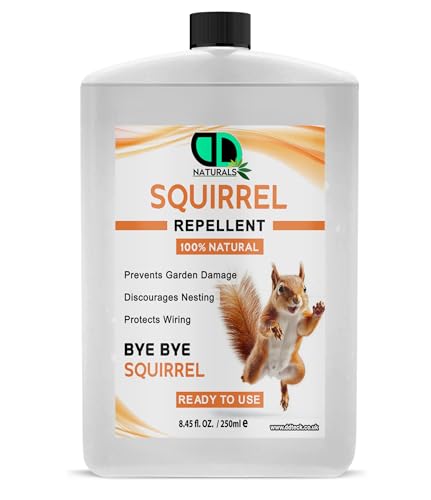 100% Natural Squirrel Repellent - Prevents Garden Damage, Discourage Nesting, Protect Wiring, Prevents Chewing on Outdoor Furniture (250ml Postal)