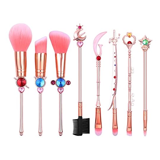 
                            Anime Makeup Brushes, Sailor Moon Pink Magical Wand Make Up Brushes, Soft Makeup Brushes Set Professional, Eye/Lip/Foundation Makeup Brush Set, Halloween Gifts For Women Girls (A - Pink)
                        