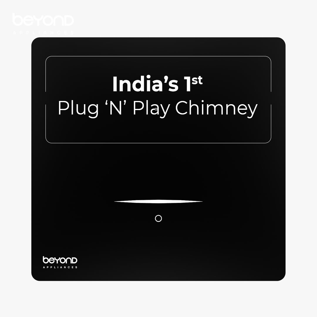 Beyond Appliances Cube Plug N Play Ductless Kitchen Chimney|1250 M³/Hr Suction|Auto Clean|5-Stage Charcoal Activated Filter|Touch Control|3-Way Suction|48 Db Low Noise|Black