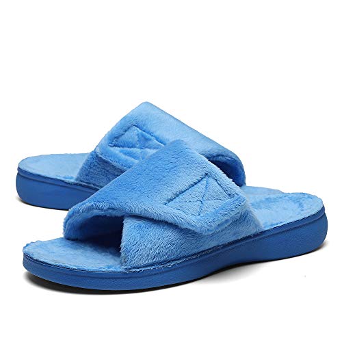 Image of SOLLBEAM Women's Plantar Fasciitis Fuzzy House Orthopedic Adjustable Slippers With Arch Support Orthotic Heel Cup Sandals For Ladies