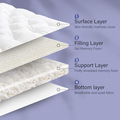 4 Inch Memory Foam Mattress Topper Queen for Back Pain Relief - 5