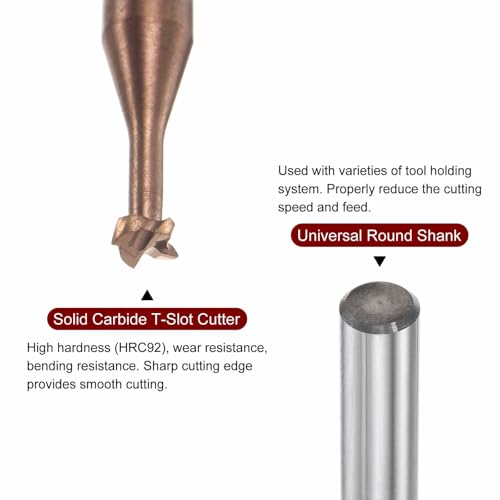 Image of HARFINGTON T Slot End Mill Milling Cutter 3mm Cutting 1mm Depth 4mm Shank Solid Carbide Titanium Coated 4 Flutes for Stainless Steel Alloy