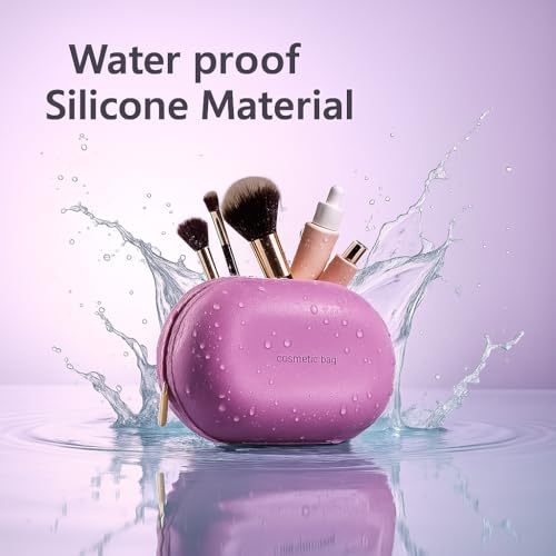 Image of 1Pcs Silicone Makeup Bag, Makeup Brush, Lipstick, and Cosmetic Item Carry Pouch, Travel Portable Makeup Brush Bag, Waterproof Travel Toiletry Bag with Zipper Closer, Silicone Travel Pouch