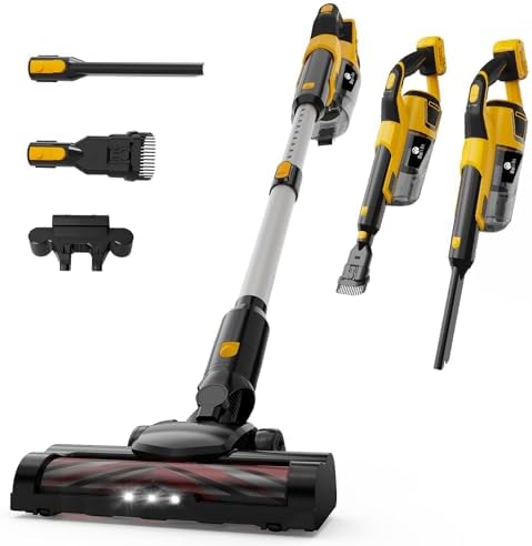 190W Brushless Cordless Vacuum Cleaner Compatible with DeWalt 20V Battery (Tool Only), 20KPa Portable 5-in-1 Lightweight Stick Handheld Vacuum with HEPA Filter for Car Home Carpet Hardfloor Pet Hair