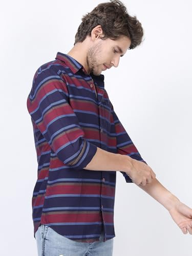 Image of Highlander Men's Striped Slim Fit Shirt