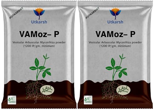 Image of Utkarsh Mycorrhiza with 1200 IP /gm Bio Fertilizers for Healthy Plants, Vigorous Stem Girth, Enhances Nutrient Absorption, Water Uptake & Soil Aeration | VAMoz-P (1.8 Kg; Pack of 2 of 900 gm)