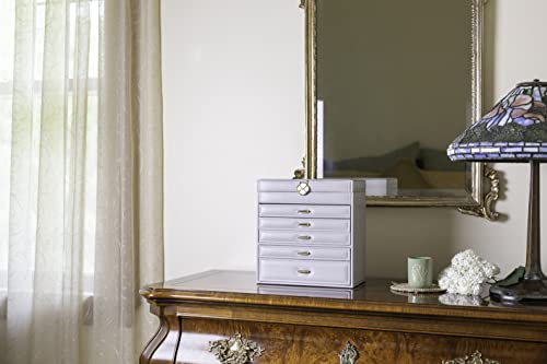 Vlando 6 Tier Large Jewelry Storage Box With Mirror, Huge Jewelry Box Organizer Storage Of Necklace Ring Earring Bracelets Watches (Grey) #TOP1