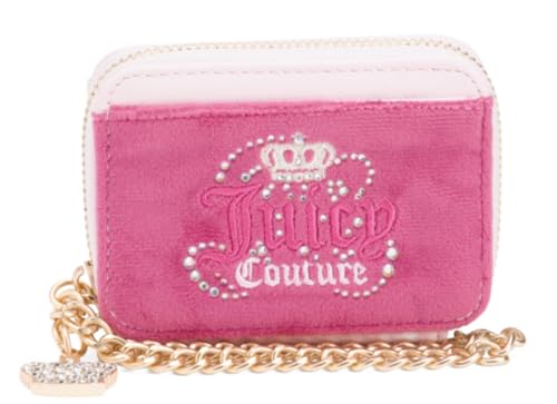 Juicy Couture Women's Square Zip Around Wallet with Wrist Strap (Lovers Club Raspberry Tart)