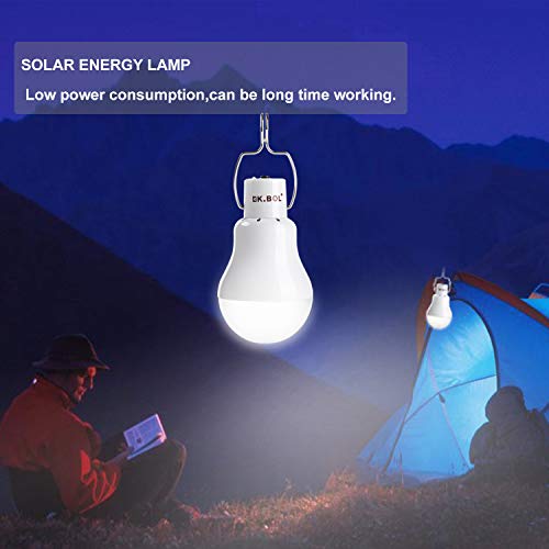 KK.BOL Solar Lamp Portable LED Light Bulb Solar Panel Powered Rechargeable Lantern Lights Lamps for Pet House Shed Barn Indoor Outdoor Emergency Hiking Tent Reading Camping Night Light (1600mAh 150LM)