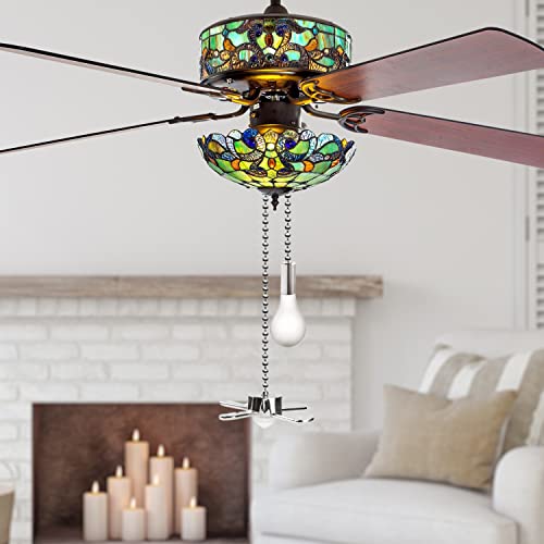 Image of Ceiling Fan Pull Chain 4PCS Light Set with Connector for Decorative 12 Inch Fan Pulls, Living Room, Bathroom, Toilet
