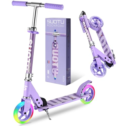 SUOTU Roller Kinder mit 145 mm Rollen, Scooter mit Leuchtrad für 3-12 Jahren, Zusammenklappbarer, Höhenverstellbarer, Cityroller for Boys and Girls, Aluminium (Lila) SUOTU Roller Kinder mit 145 mm Rollen, Scooter mit Leuchtrad für 3-12 Jahren, Zusammenklappbarer, Höhenverstellbarer, Cityroller for Boys and Girls, Aluminium (Lila)