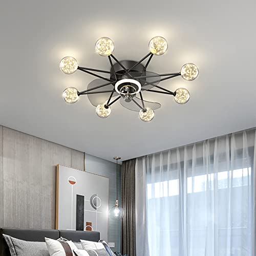 Lampe De Ventilateur De Plafond WDENI 25.5in 45w, TéLéCommande 3 Couleurs, RéGulation De Vitesse Du Vent à 3 Vitesses, Pour Ventilateur De Chambre, Salon ((Noir/45W)) Cover