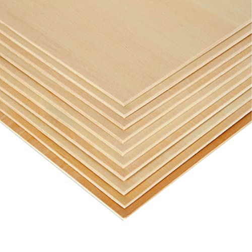 10 Pack Basswood Sheets 3mm 10 x 10 x 1/8 Inch Plywood Board, Thin Natural Unfinished Wood for DIY Crafts Painting, Hobby, Model Making, Wood Burning and Laser Projects