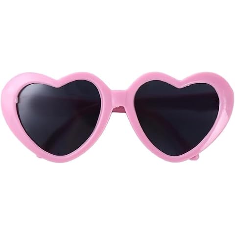 2 PCS Pink Pet Heart Sunglasses, Cute Pet Dog Sunglasses,Heart Sunglasses Women and Kids,Heart Shaped Cat Sunglasses Cute Cat Eye-Wears Fashion Dog Glasses, Pets Photos Props Cat Decor Accessories Cover