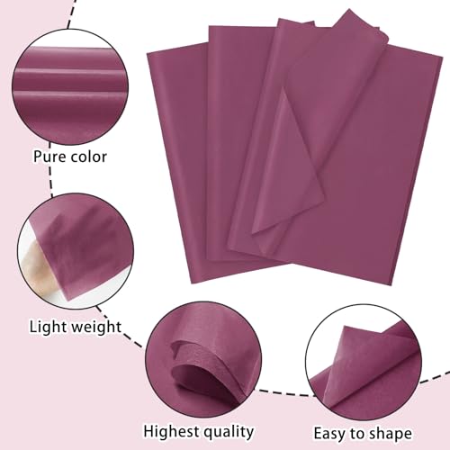 Image of 120 Sheets 20 inchX14 inch Burgundy Tissue Paper for Gift Bags Wrapping, Art Tissue Paper Bulk for Holiday Birthday Party Crafts Decoration (Burgundy)