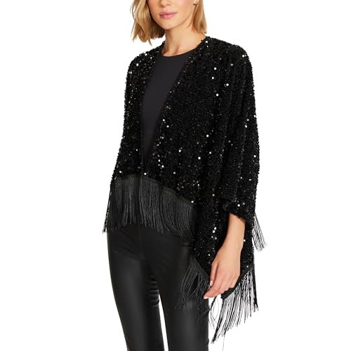 Steve Madden SEQUIN FRINGE CROP RUANA3