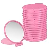 QUARKZMAN 18 Pcs Espejos Redondos Compactos Al por Mayor, Espejos De Maquillaje Pequeños Portátiles Y Plegables para Bolso, Mujeres Niñas Uso Diario Viaje Regalos para Fiestas, Rosa Oscuro