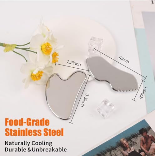 Image of Heart Shape And Lip Shape Stainless Steel Gua Sha Massage Tools for face massage
