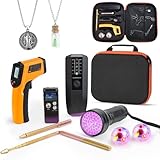 11Pcs Ghost Hunter Kit & Paranormal Equipment with Custom Case,Includes EMF Meter, EVP Recorder, IR Thermometer, UV Light, Dowsing Rods, Cat Balls & Necklaces,Complete Beginner's Starter Kit