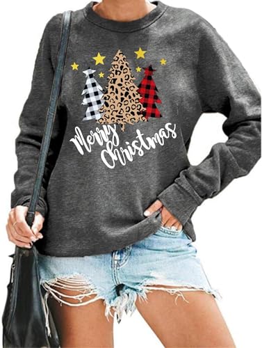 hohololo Christmas Sweatshirt Womens Merry Christmas Jumpers Funny Xmas Jumper (grey2,XXL)