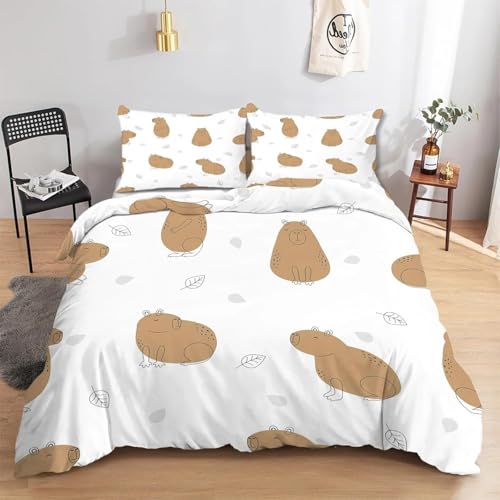 YZQGLHP DolphinBedding Single Bed Set - Beaver Duvet Cover Sets 3 Pieces - Reversible Printed Quilt Cover and 2 Pillowcases - Soft Brushed Microfiber, with Zipper Closure
