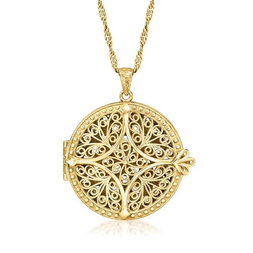 Ross-Simons 18kt Gold Over Sterling Filigree Locket Necklace