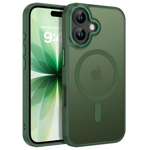 Image of YINLAI for iPhone 17 Case 6.3-inch,Magnetic Compatible with MagSafe, Slim Matte Anti-Fingerprint, Shockproof Full Body Military Grade Protection for iPhone 17 Cover, Green
