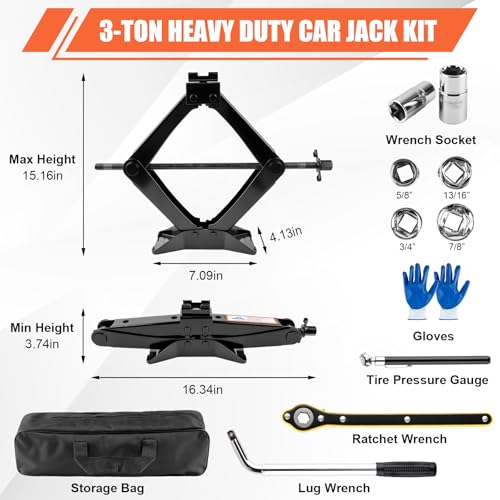 nkpyln 3 Ton Scissor Jack Kit