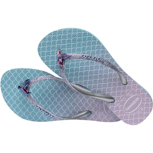 Havaianas Slim Glitter Flip Flops - Mermaid Gifts for Girls - Blue, 3Y/4W big kid4