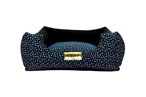 Cama Quadrada para Cachorro ou Gato Luppet Luxo Azul Ossinho G