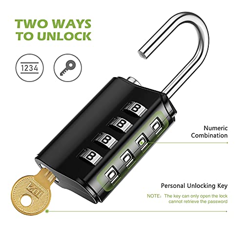 Keekit Combination Lock, 4 Digit Combination Padlock With Keys, Resettable Waterproof Gate Lock For Locker, Gym, Fence, Case, School & Employee Locker, Toolbox – 2 Pack, Black #TOP1