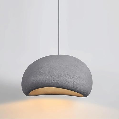 Miniatura 5 de 11.8in Large Pendant Lights, Japanese Wabi-Sabi Polystyrene Shade Hanging Pendant Lamp, Adjustable Cord E27/E26 Sockets Resin Chandelier for Kitchen