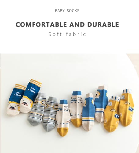 kiobrvhe Children Cotton Crew Socks for Girl Kids 10-Pairs Pack Cute Cartoon Plaid Animal Comfortable Warm Socks (Style E,9-12T,US,Age,9 Years,12 Years)4